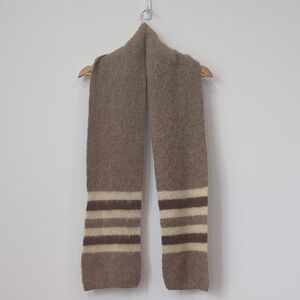 Vintage Icelandic Striped Beige Wool Scarf
